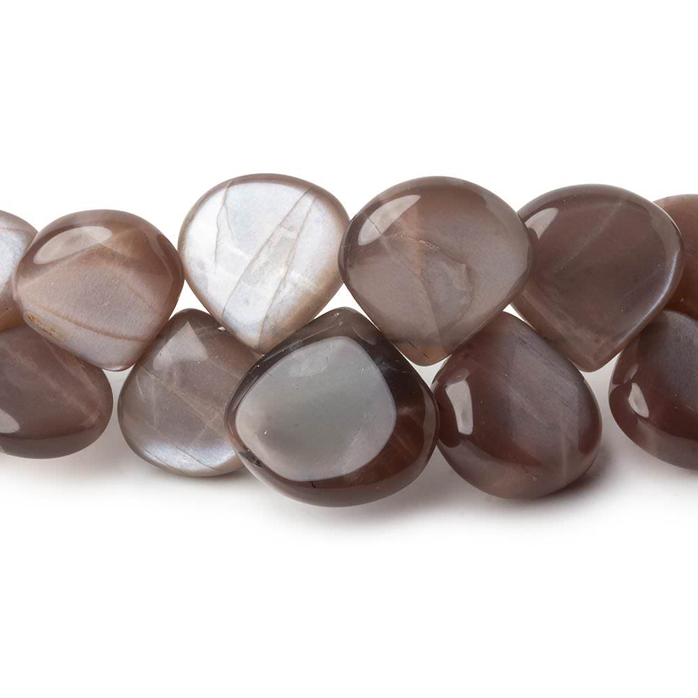 11x11-15x15mm Chocolate Moonstone plain hearts 8 inch 35 beads (ONLINE ORDER ONLY)