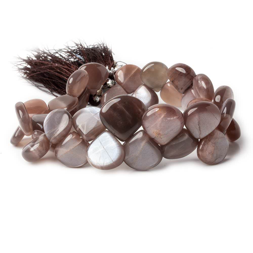 11x11-15x15mm Chocolate Moonstone plain hearts 8 inch 35 beads (ONLINE ORDER ONLY)