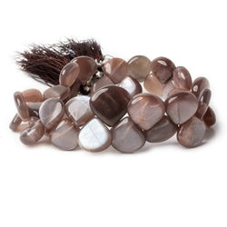 11x11-15x15mm Chocolate Moonstone plain hearts 8 inch 35 beads (ONLINE ORDER ONLY)