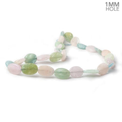 11x11-16x11mm Multi Beryl straight drilled plain flat nuggets 16 inch 25 large hole beads AA (ONLINE ORDER ONLY)