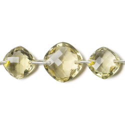 11x11-16x16mm Lemon Quartz double drill faceted pillow 12 inch 19 beads AAA (ONLINE ORDER ONLY)