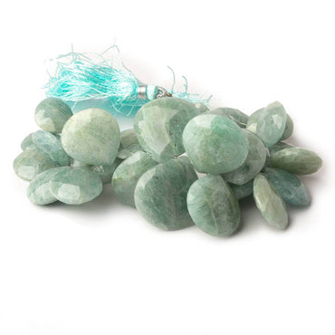 11x11-20x21mm Milky Aquamarine Faceted Heart Beads 7 inch 33 pieces (ONLINE ORDER ONLY)