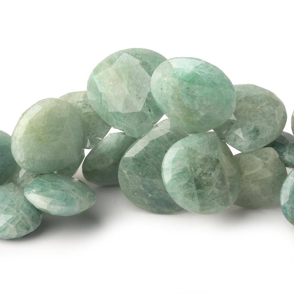 11x11-20x21mm Milky Aquamarine Faceted Heart Beads 7 inch 33 pieces (ONLINE ORDER ONLY)