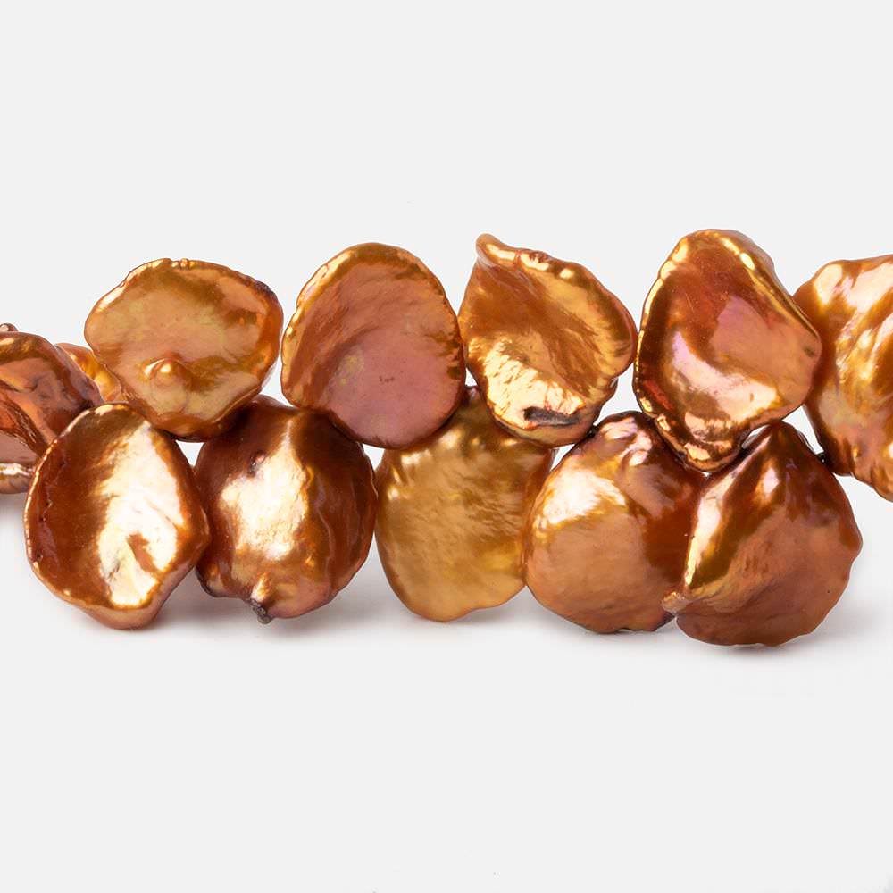 11x14mm Sunset Orange Keshi Freshwater Pearls 16 inch 65 pieces (ONLINE ORDER ONLY)