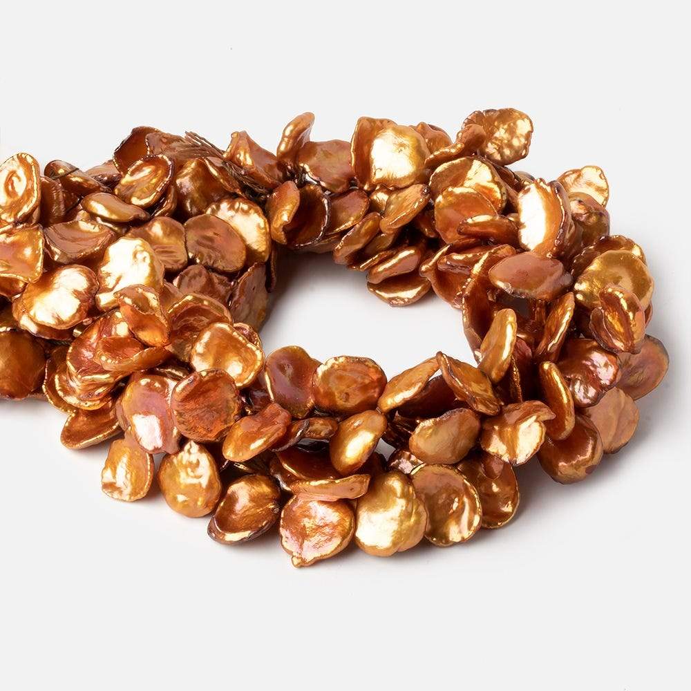 11x14mm Sunset Orange Keshi Freshwater Pearls 16 inch 65 pieces (ONLINE ORDER ONLY)