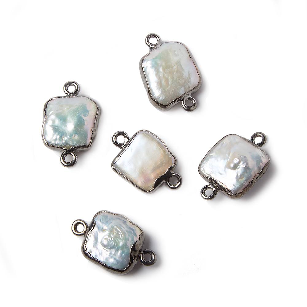 11x11mm Black Gold Leafed White Square Freshwater Pearl Connector 1 piece (ONLINE ORDER ONLY)