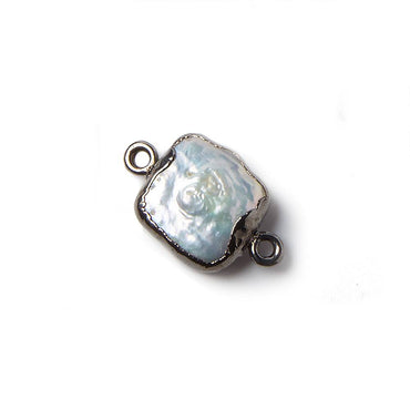 11x11mm Black Gold Leafed White Square Freshwater Pearl Connector 1 piece (ONLINE ORDER ONLY)