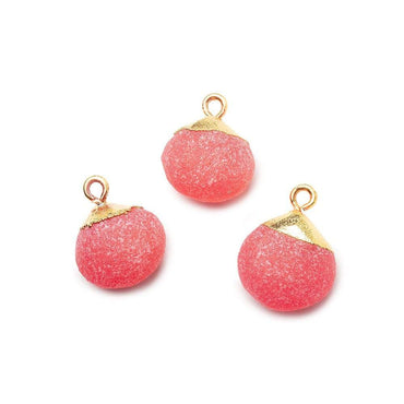 11x11mm Gold Leaf Frosted Watermelon Chalcedony plain heart Bead 1 piece (ONLINE ORDER ONLY)