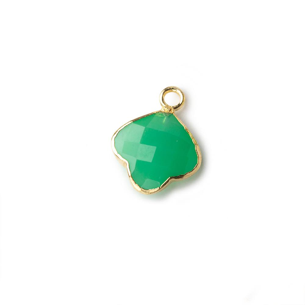 11x11mm Gold Leafed Green Onyx Faceted Trillium Flower Focal Bead Pendant sold as 1 piece (ONLINE ORDER ONLY)