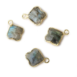 11x11mm Gold Leafed Labradorite Faceted Trillium Flower Focal Bead Pendant sold as 1 piece (ONLINE ORDER ONLY)