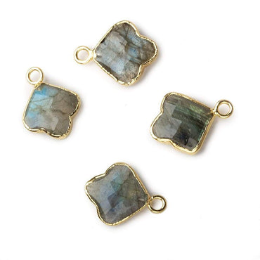 11x11mm Gold Leafed Labradorite Faceted Trillium Flower Focal Bead Pendant sold as 1 piece (ONLINE ORDER ONLY)