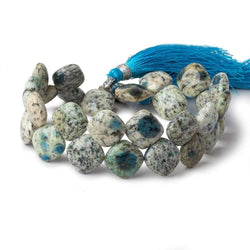 11x11mm K2 Azurite Granite "K2 Jasper" plain pillow beads 8 inch 30 beads (ONLINE ORDER ONLY)