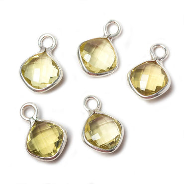 11x11mm Lemon Quartz Faceted Pillow Silver Pendant (ONLINE ORDER ONLY)