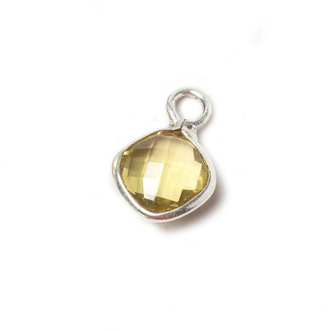 11x11mm Lemon Quartz Faceted Pillow Silver Pendant (ONLINE ORDER ONLY)