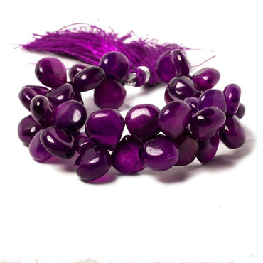 11x11mm Purple Pansy Chalcedony Plain Heart Briolette Beads 8 inch 44 pieces (ONLINE ORDER ONLY)