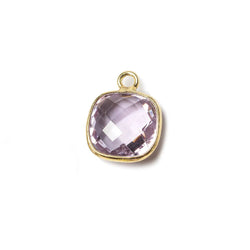 11x11mm Vermeil Bezel Pink Amethyst faceted pillow Petite Pendant 1 piece (ONLINE ORDER ONLY)