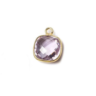 11x11mm Vermeil Bezel Pink Amethyst faceted pillow Petite Pendant 1 piece (ONLINE ORDER ONLY)