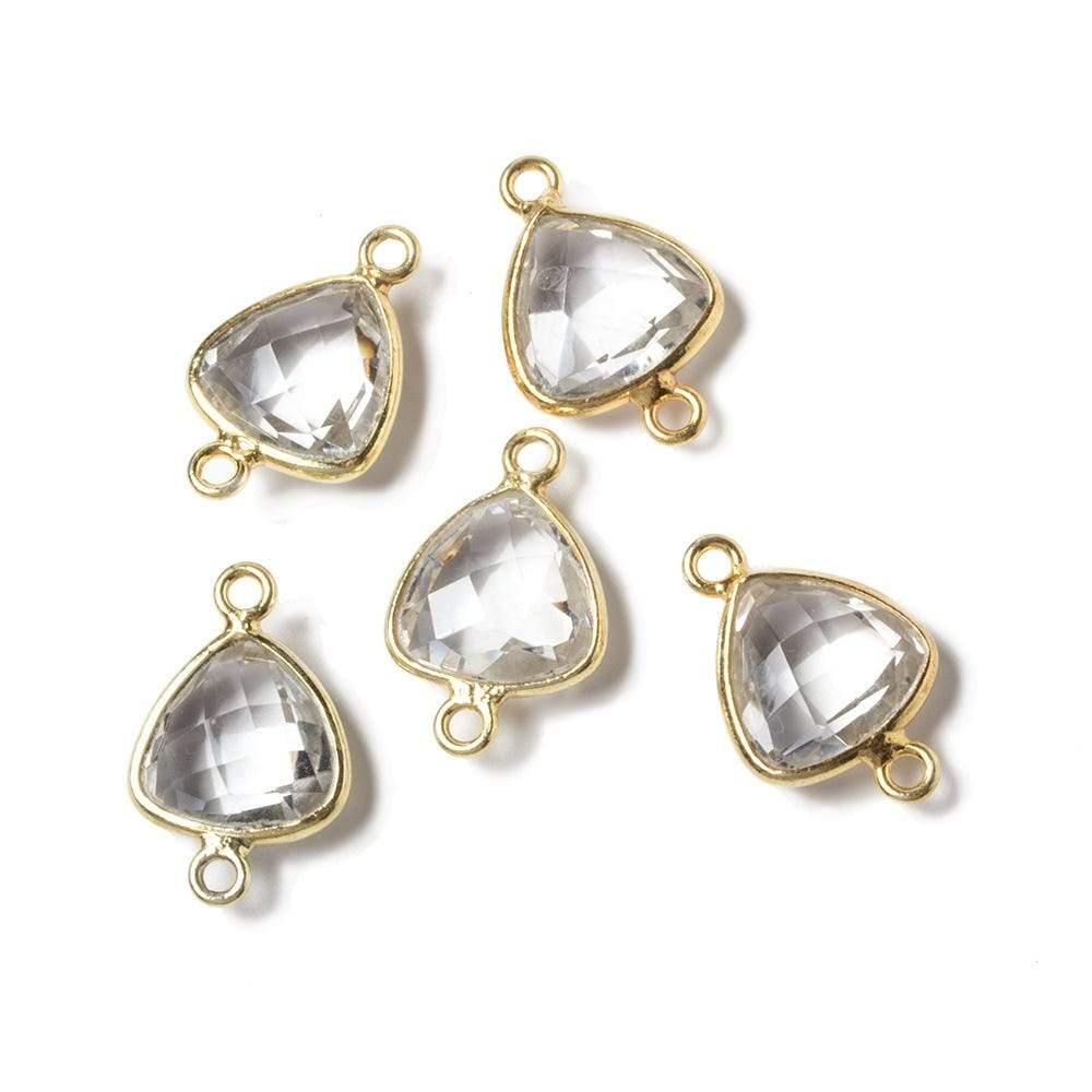 11x11mm Vermeil Bezeled Crystal Quartz trillion Connector 1 piece (ONLINE ORDER ONLY)