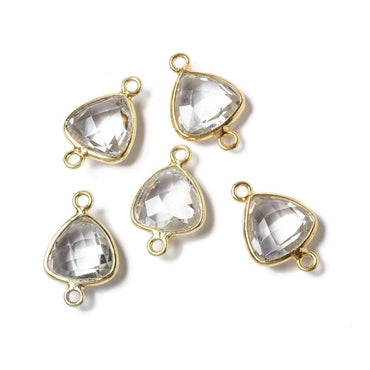 11x11mm Vermeil Bezeled Crystal Quartz trillion Connector 1 piece (ONLINE ORDER ONLY)