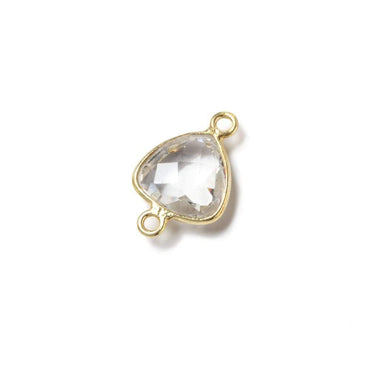 11x11mm Vermeil Bezeled Crystal Quartz trillion Connector 1 piece (ONLINE ORDER ONLY)