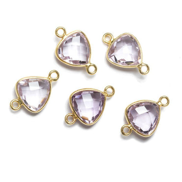11x11mm Vermeil Bezeled Pink Amethyst trillion Connector 1 piece (ONLINE ORDER ONLY)