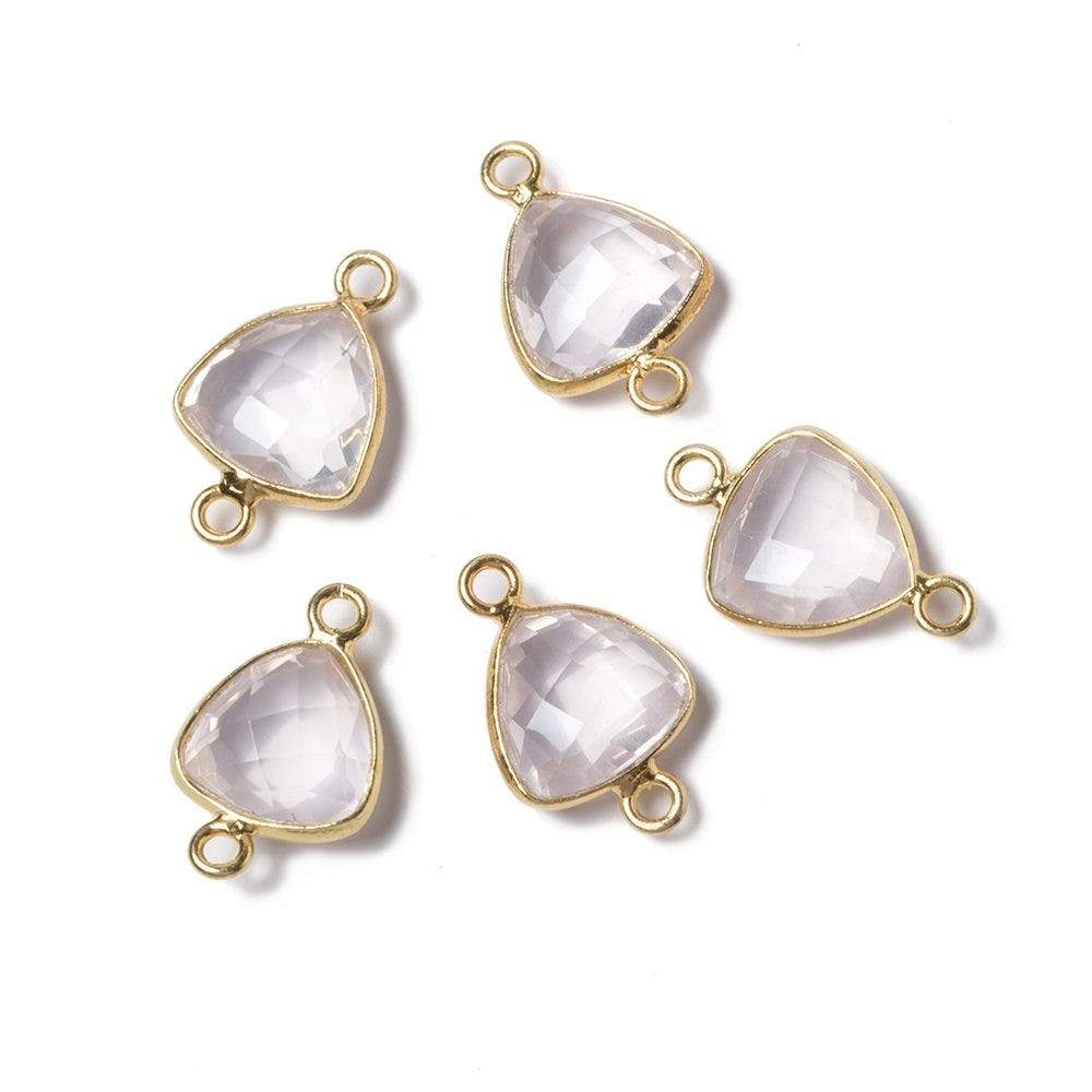 11x11mm Vermeil Bezeled Rose Quartz trillion Connector 1 piece (ONLINE ORDER ONLY)