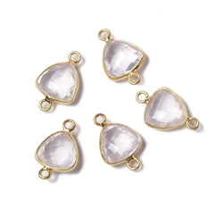 11x11mm Vermeil Bezeled Rose Quartz trillion Connector 1 piece (ONLINE ORDER ONLY)