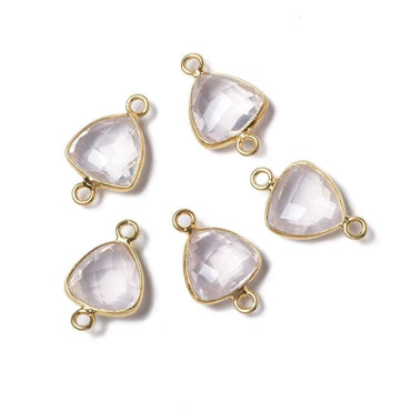 11x11mm Vermeil Bezeled Rose Quartz trillion Connector 1 piece (ONLINE ORDER ONLY)