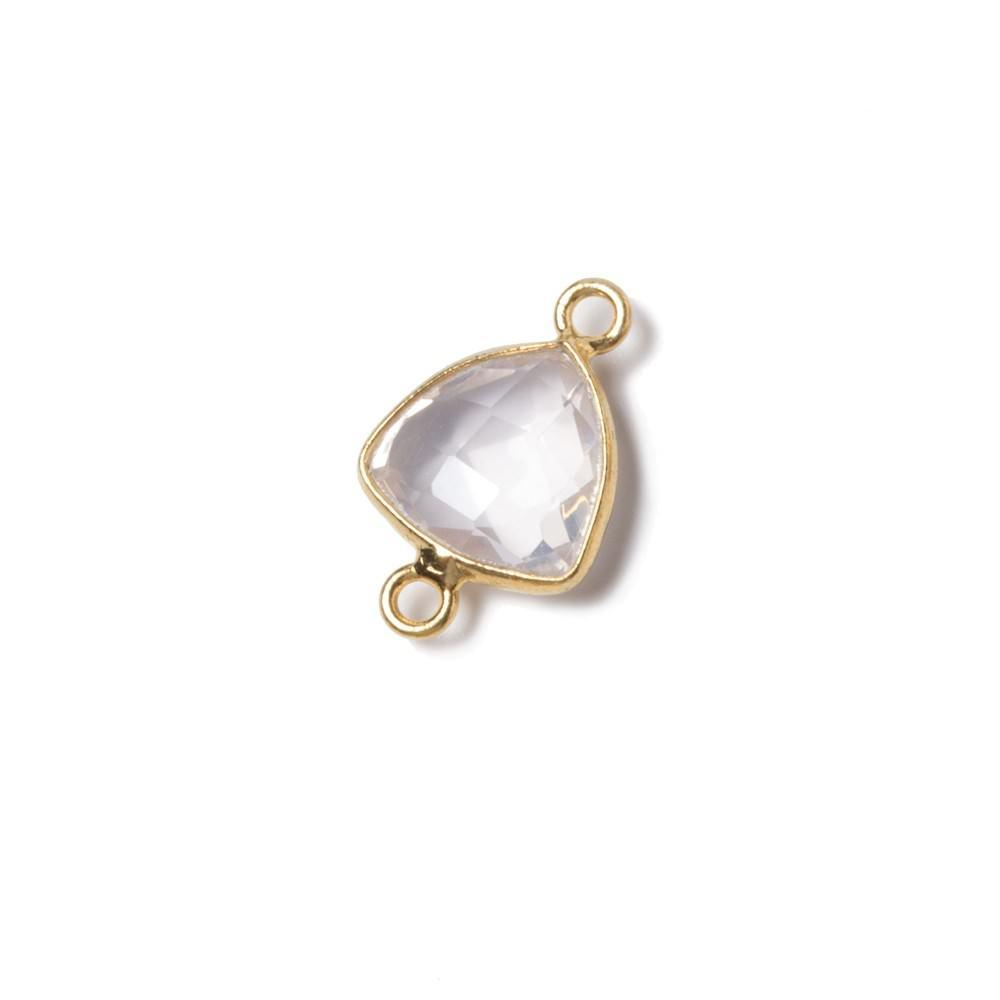 11x11mm Vermeil Bezeled Rose Quartz trillion Connector 1 piece (ONLINE ORDER ONLY)