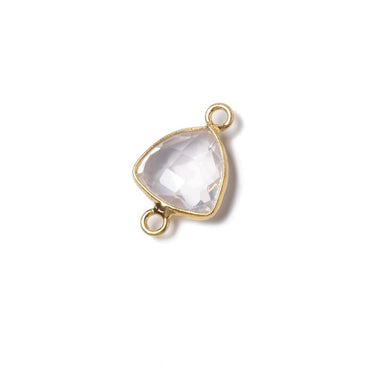11x11mm Vermeil Bezeled Rose Quartz trillion Connector 1 piece (ONLINE ORDER ONLY)