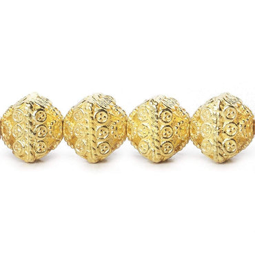 11mm 22kt Gold Plated Copper Bali Design Bipyramid 8 inch 19 Beads (ONLINE ORDER ONLY)