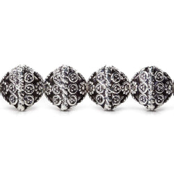 11mm Antiqued Silver Plated Copper Bali Design Bipyramid 8 inch 19 Beads (ONLINE ORDER ONLY)