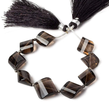 11x11x7mm Smoky Quartz Barrel Faceted Half Moon beads 6 inches 11 pieces AA (ONLINE ORDER ONLY)