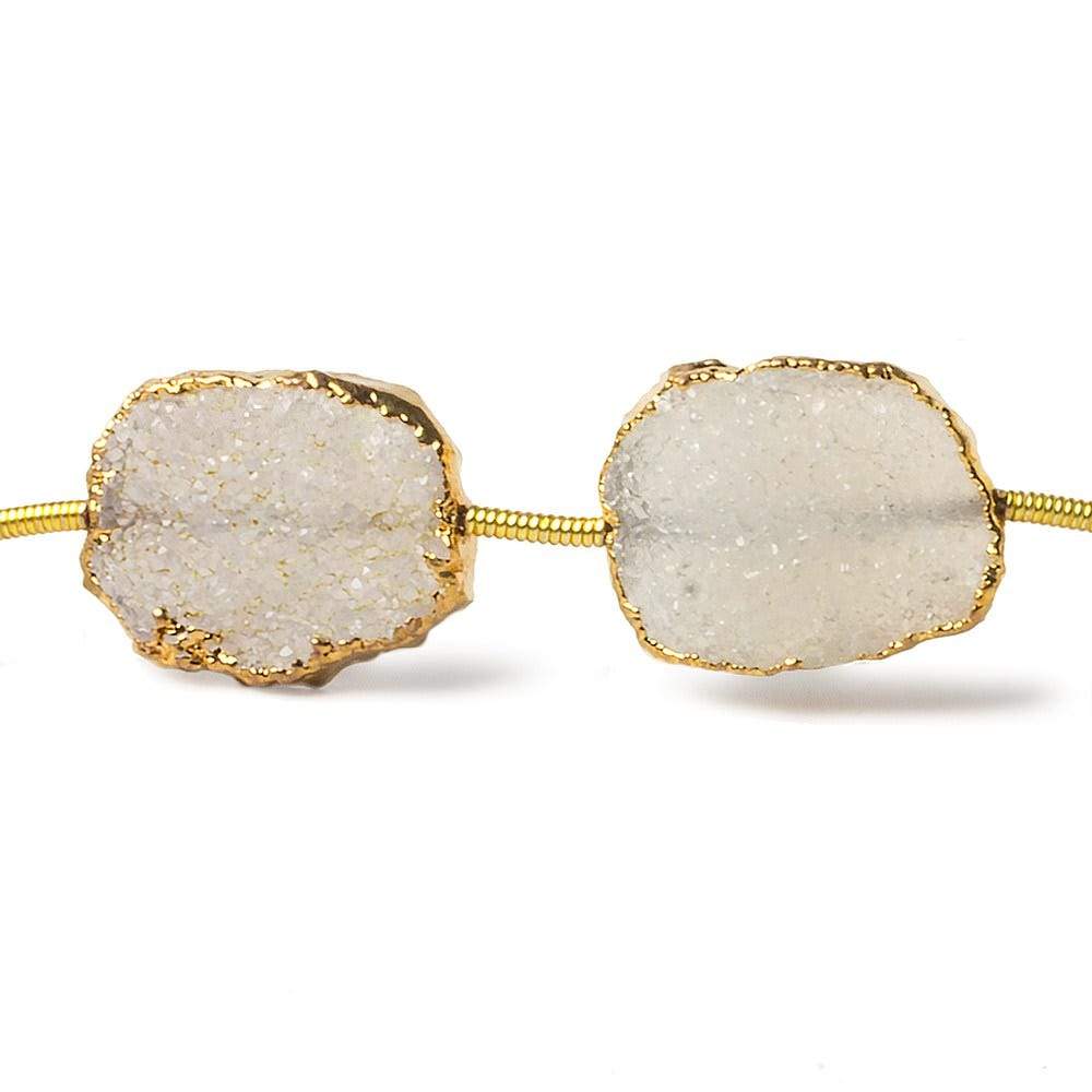 11x14-13x16mm Gold Leafed Off White Drusy straight drilled Slices 8 inch 10 beads (ONLINE ORDER ONLY)