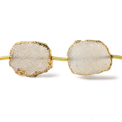 11x14-13x16mm Gold Leafed Off White Drusy straight drilled Slices 8 inch 10 beads (ONLINE ORDER ONLY)
