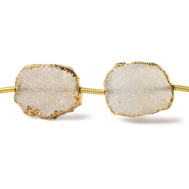 11x14-13x16mm Gold Leafed Off White Drusy straight drilled Slices 8 inch 10 beads (ONLINE ORDER ONLY)