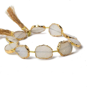 11x14-13x16mm Gold Leafed Off White Drusy straight drilled Slices 8 inch 10 beads (ONLINE ORDER ONLY)