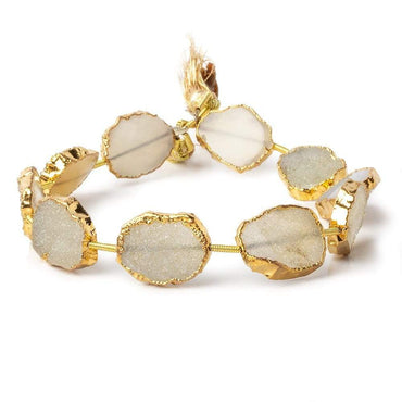11x15-13x15mm Gold Leafed Butter Yellow Drusy straight drilled Slices 8 inch 10 beads (ONLINE ORDER ONLY)