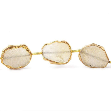 11x15-13x15mm Gold Leafed Butter Yellow Drusy straight drilled Slices 8 inch 10 beads (ONLINE ORDER ONLY)
