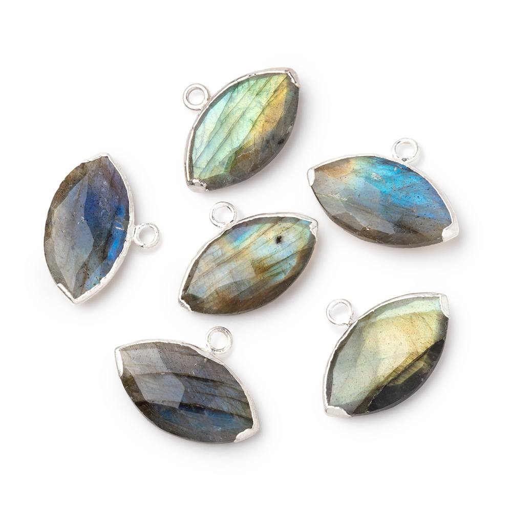 11x20mm Silver Leafed Labradorite Faceted Marquise 1 Focal Pendant (ONLINE ORDER ONLY)