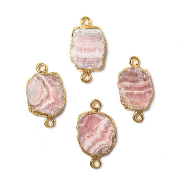 11x21mm Gold Leafed Rhodochrosite Slice Connector 1 piece (ONLINE ORDER ONLY)