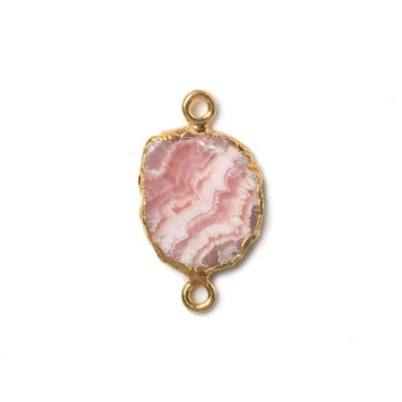 11x21mm Gold Leafed Rhodochrosite Slice Connector 1 piece (ONLINE ORDER ONLY)