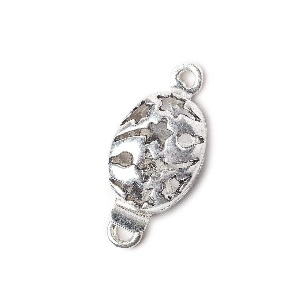 11x24mm Sterling Silver plated Box Clasp Oval Shooting Star Design 1 piece (ONLINE ORDER ONLY)