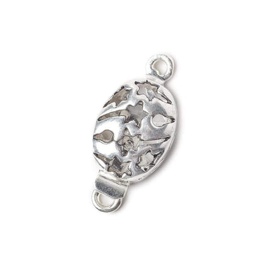 11x24mm Sterling Silver plated Box Clasp Oval Shooting Star Design 1 piece (ONLINE ORDER ONLY)
