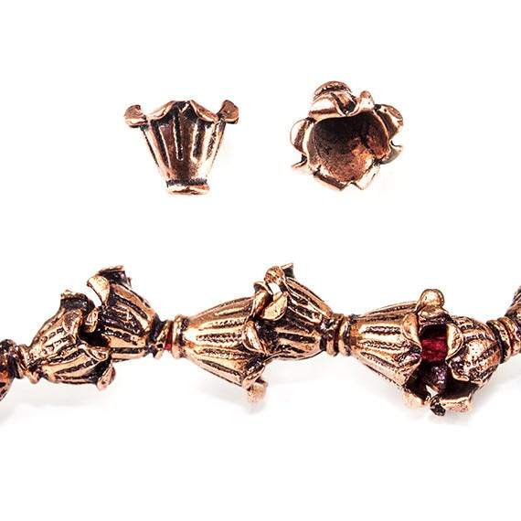 11x4mm Antiqued Copper Fluted Leaf Bead Cap Cone 8 inch 26 pieces (ONLINE ORDER ONLY)