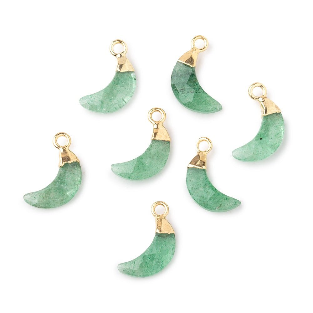 11x4mm Gold Leafed Aventurine Faceted Crescent Moon Focal Pendant 1 piece (ONLINE ORDER ONLY)