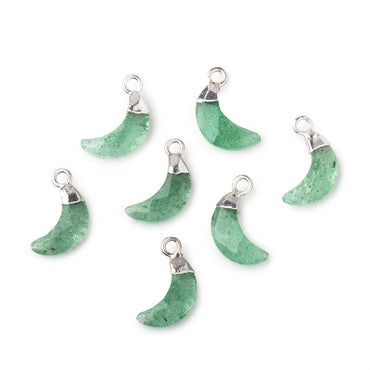 11x4mm Silver Leafed Aventurine Faceted Crescent Moon Focal Pendant 1 piece (ONLINE ORDER ONLY)