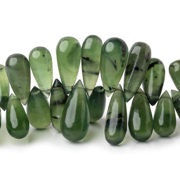 11x5-17x6mm Nephrite Jade Plain Tear Drop Beads 3 inch 26 pieces (ONLINE ORDER ONLY)