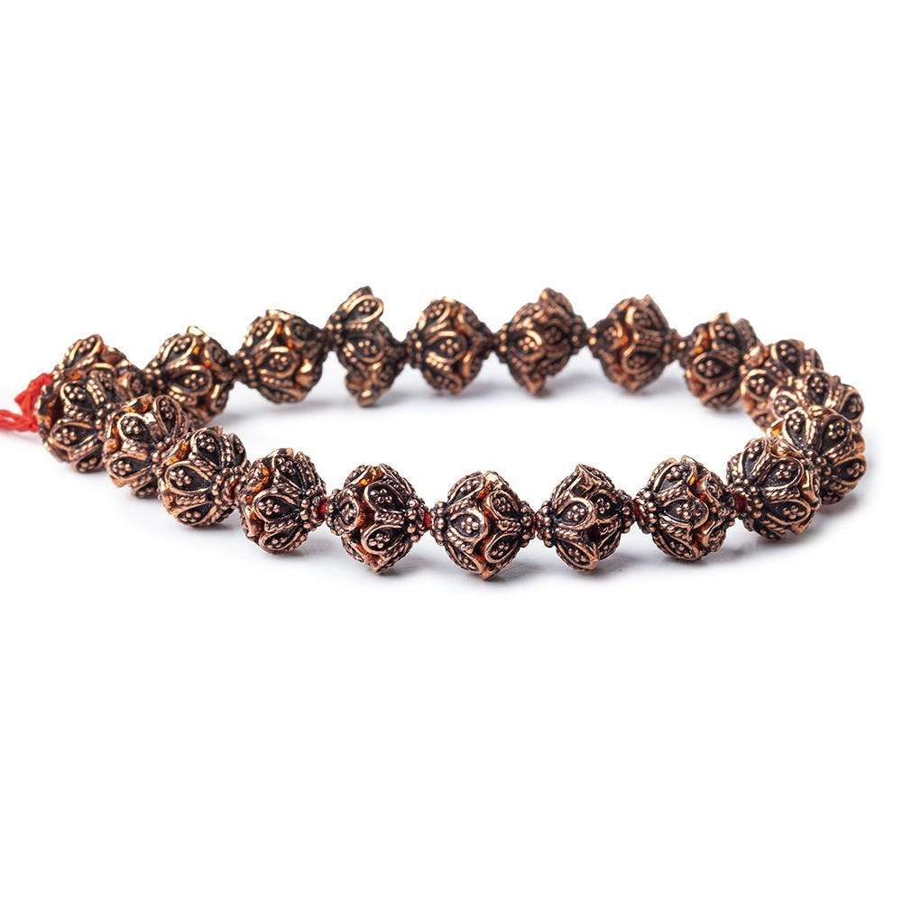 11x5mm Antiqued Copper Flower Bead Cap with Twisted Rope Edge 8 inch 40 pcs (ONLINE ORDER ONLY)