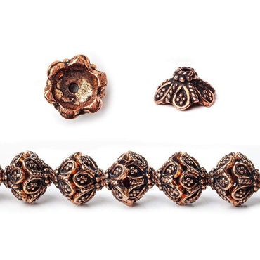 11x5mm Antiqued Copper Flower Bead Cap with Twisted Rope Edge 8 inch 40 pcs (ONLINE ORDER ONLY)